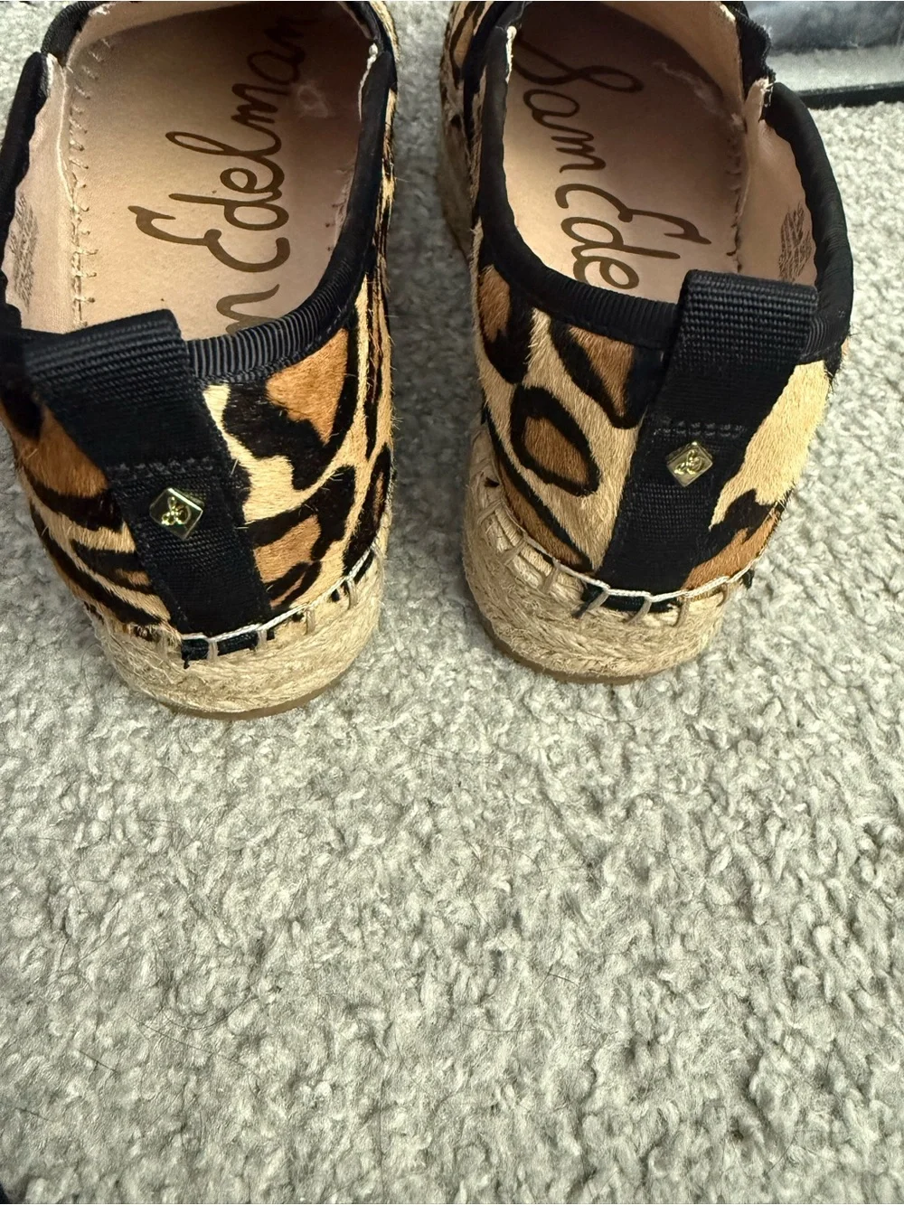 Sam Edelman Carrin Calf Hair Platform Slip On Espadrilles Leopard Print Size 6.5